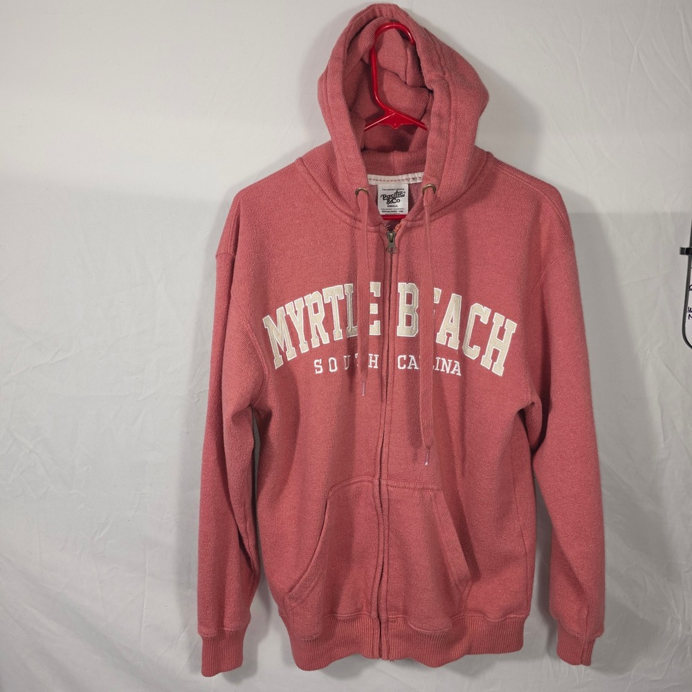 Pacific & Co Hoodie Unisex Small Coral Excellent Myrtle Beach Zip Up Graphic